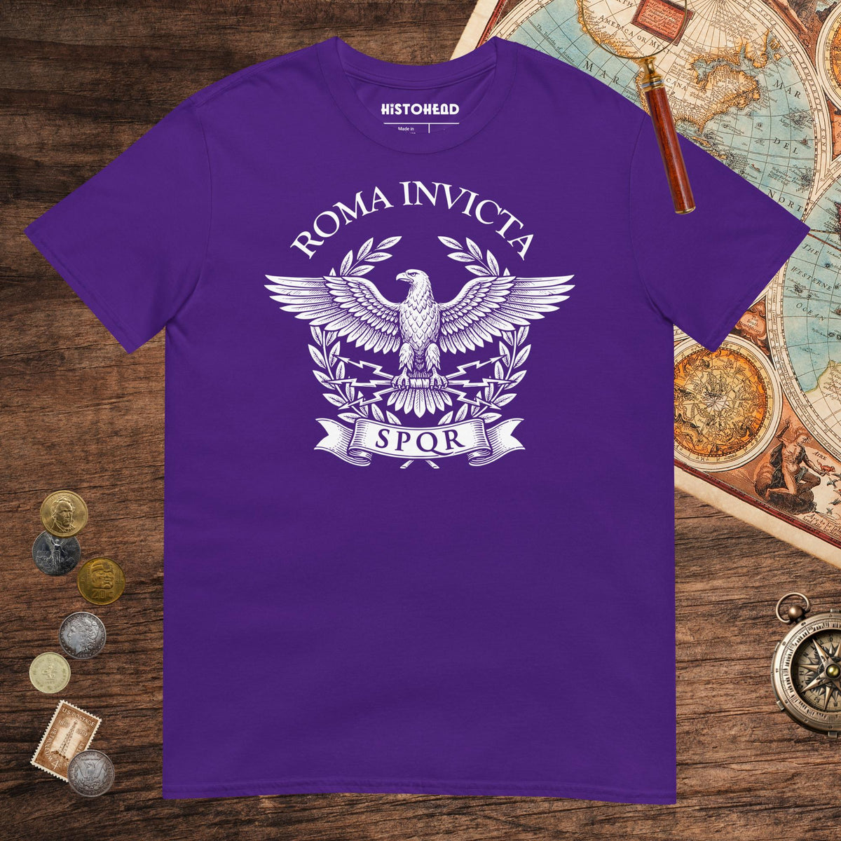 Purple Roma Invicta Tee - history buff gift by HistoHead