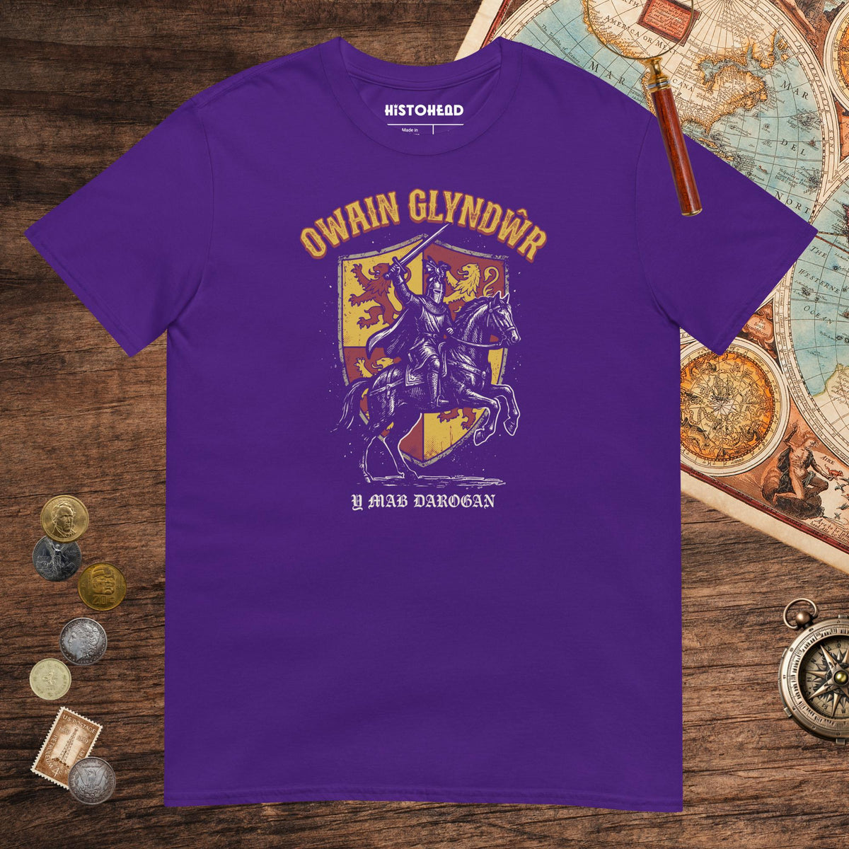 Purple Owain Glyndwr Tee - history buff gift by HistoHead