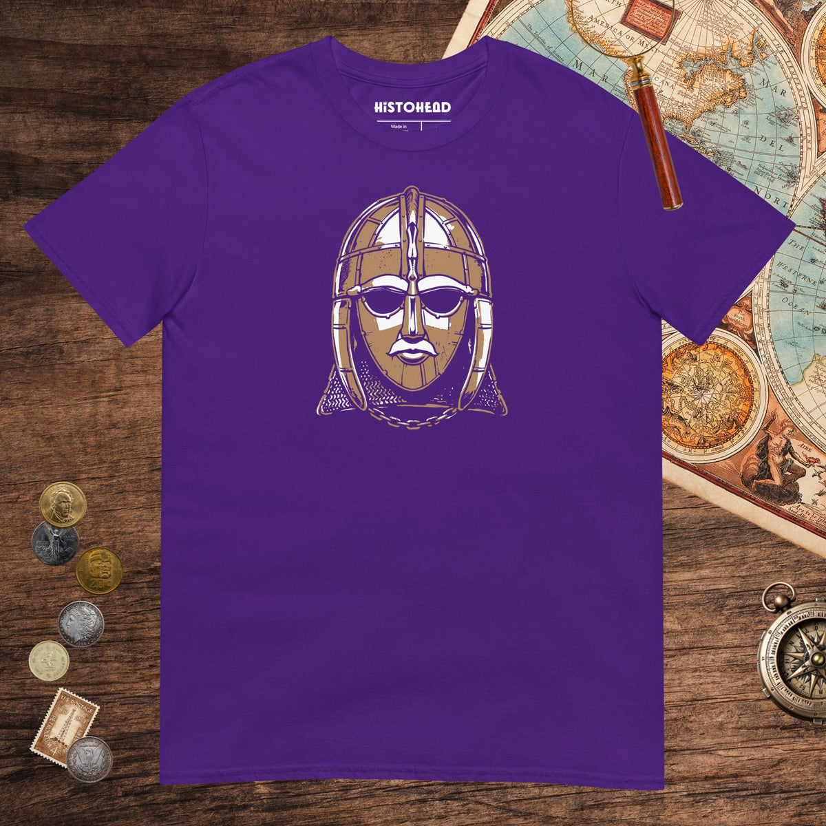 Purple Sutton Hoo Helmet Tee - history buff gift by HistoHead