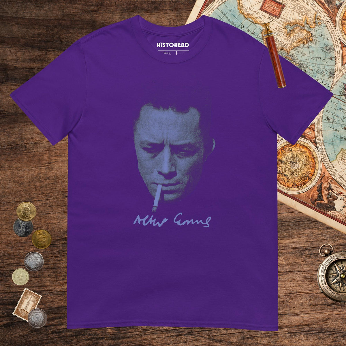 Purple Albert Camus Tee - history buff gift by HistoHead