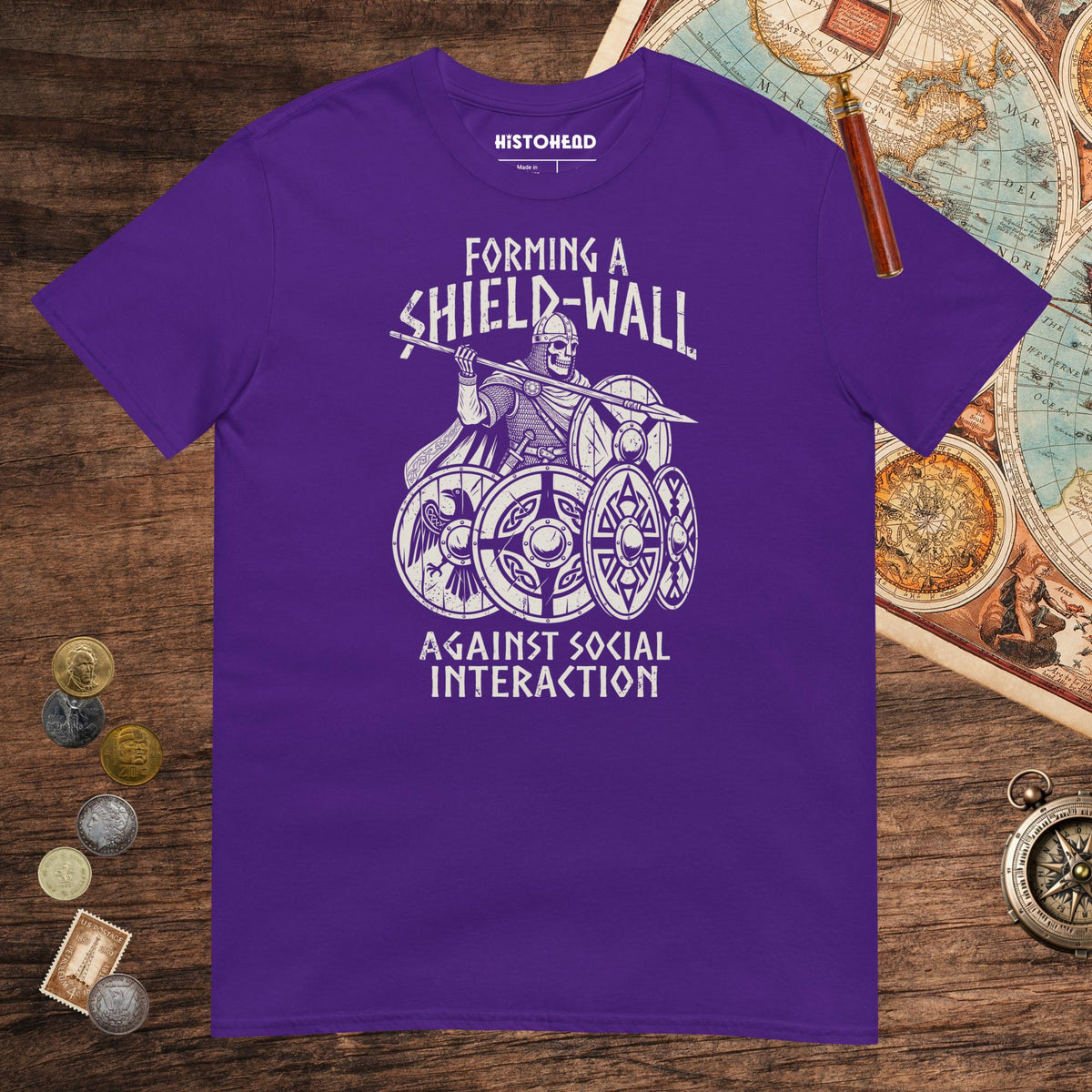 Purple Shieldwall Against Social Interaction Tee - history buff gift by HistoHead