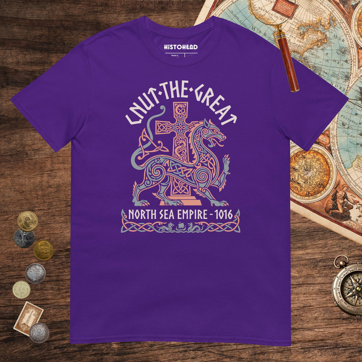 Purple Cnut the Great Tee - history buff gift by HistoHead