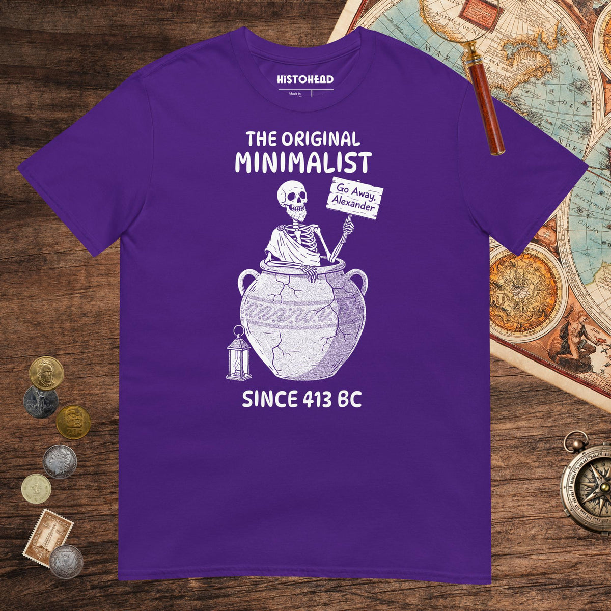 Purple Diogenes the Original Minimalist Tee - history buff gift by HistoHead