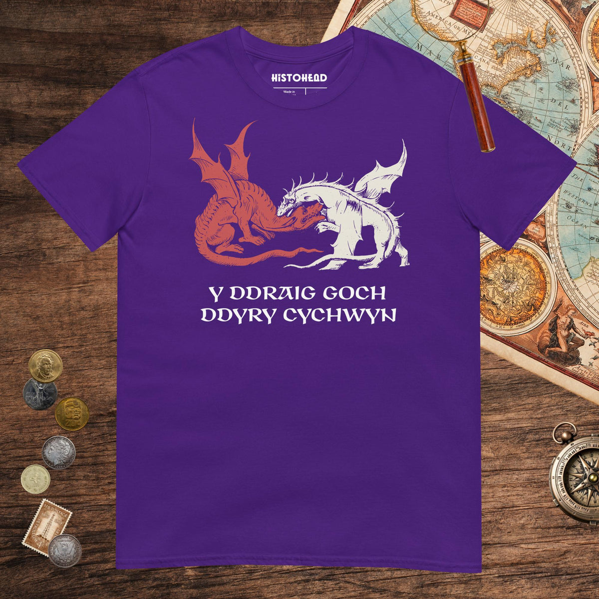 Purple Red Dragon Prophecy Tee - history buff gift by HistoHead