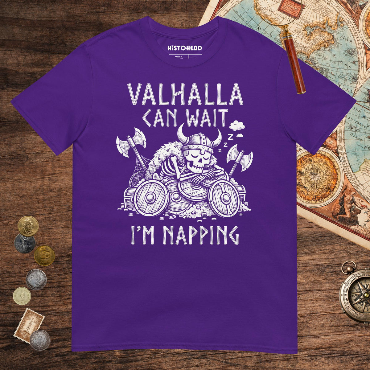 Purple Valhalla Can Wait Tee - history buff gift by HistoHead