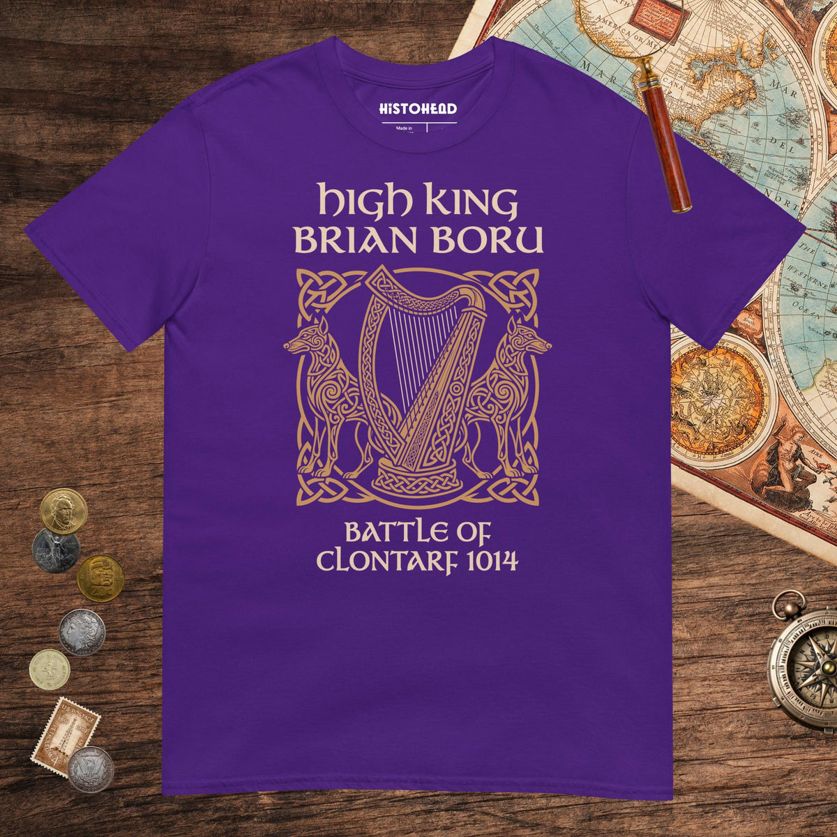 Purple Brian Boru Tee - history buff gift by HistoHead