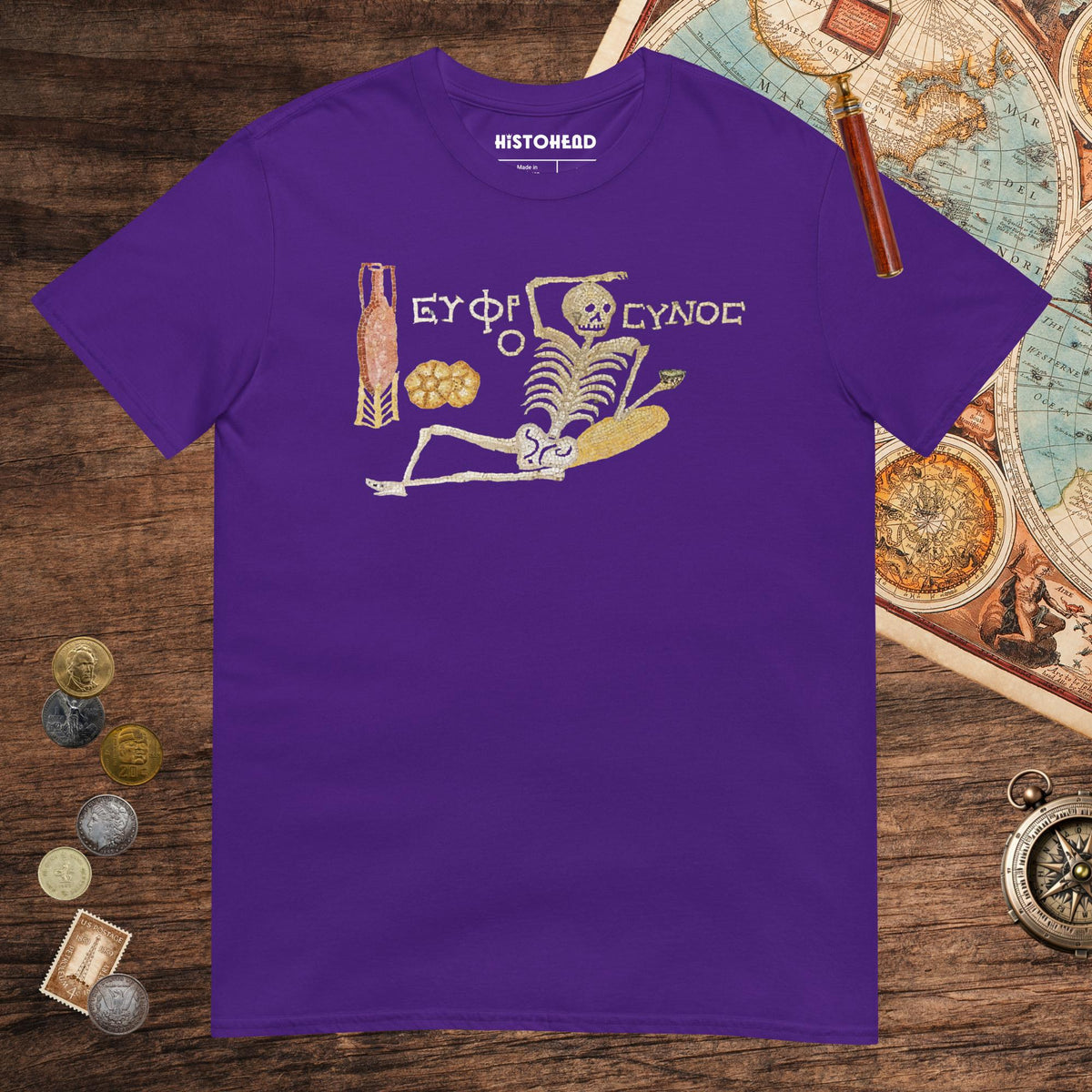 Purple Skeleton Mosaic Tee - history buff gift by HistoHead