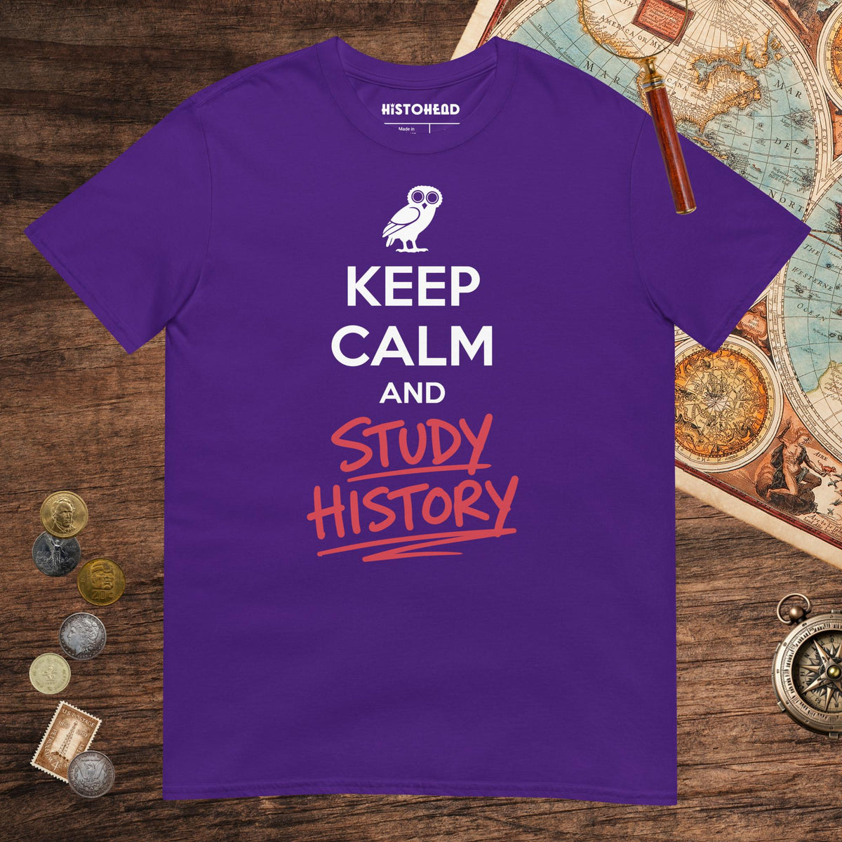 Purple Keep Calm and Study History Tee - history buff gift by HistoHead