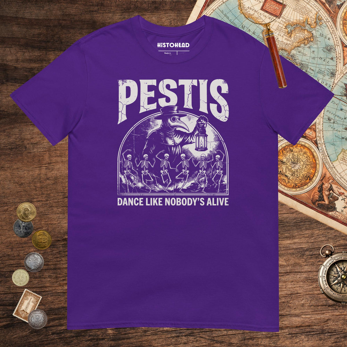 Purple Pestis Dance Tee - history buff gift by HistoHead