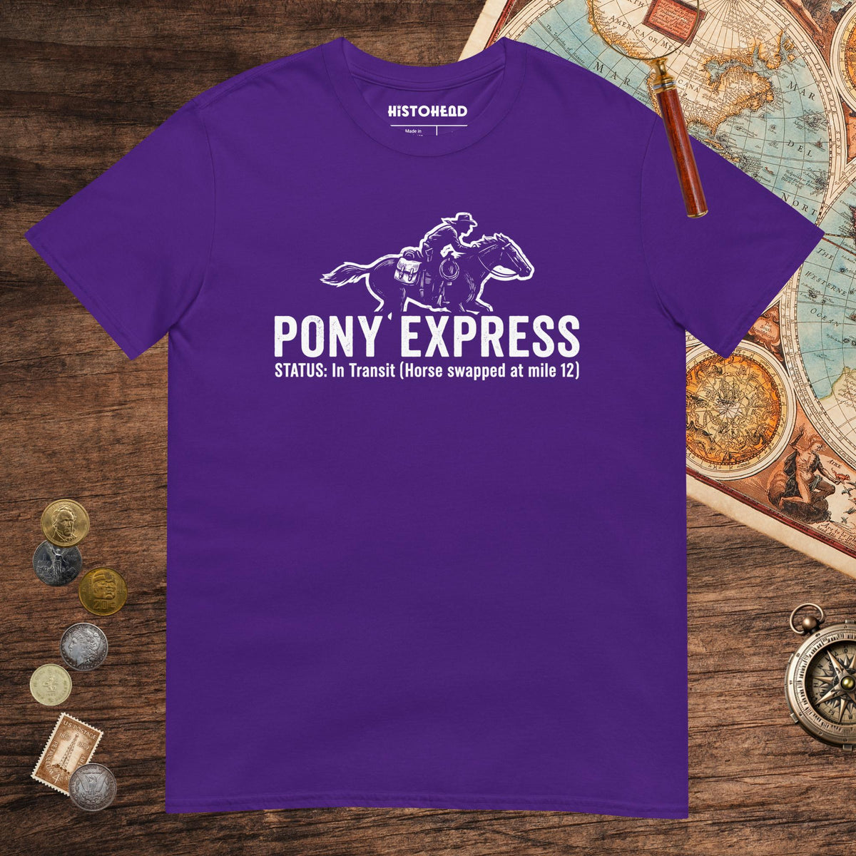 Purple Pony Express Tee - history buff gift by HistoHead