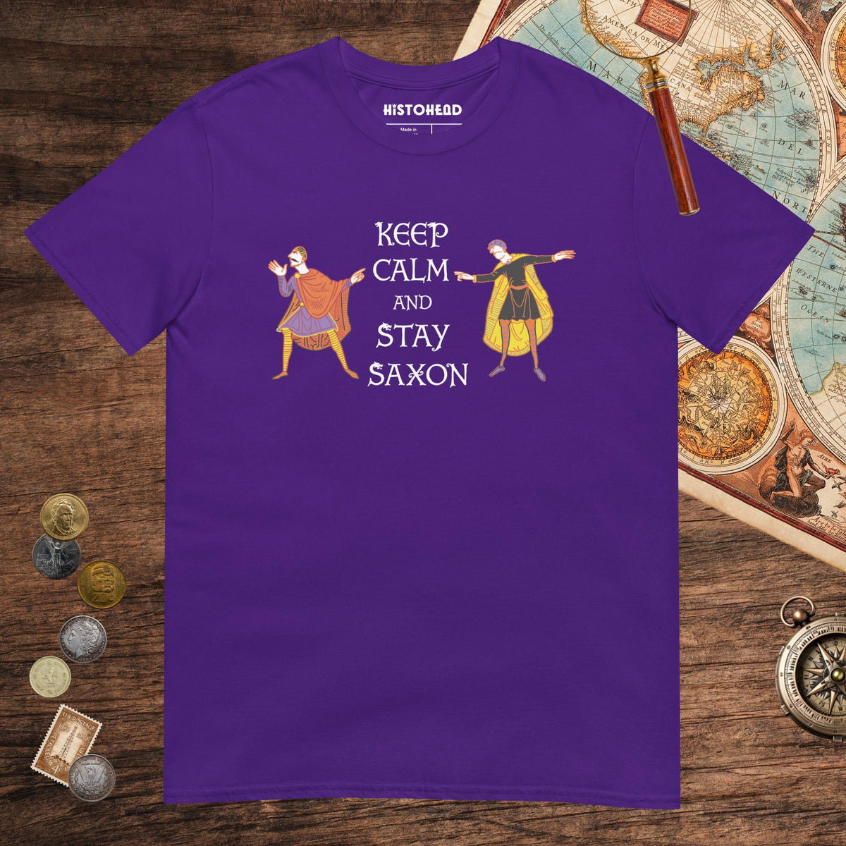 Purple Harold Godwinson Keep Calm and Stay Saxon Tee - history buff gift by HistoHead