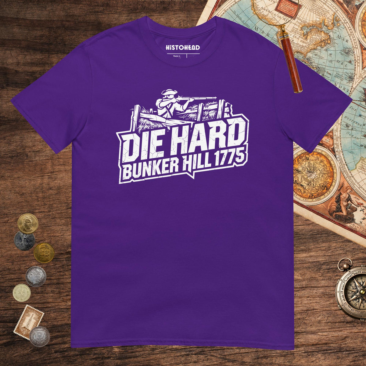 Purple Die Hard Bunker Hill 1775 Tee - history buff gift by HistoHead