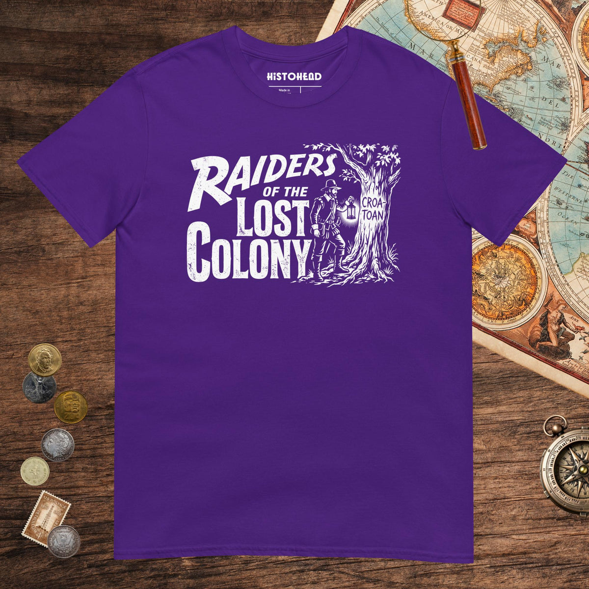 Purple Raiders of the Lost Colony Tee - history buff gift by HistoHead