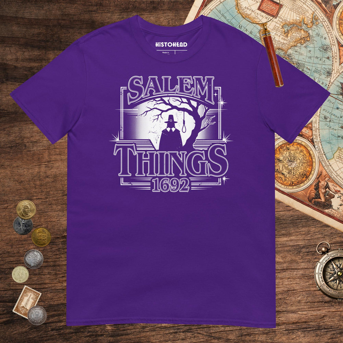 Purple Salem Things 1692 Tee - history buff gift by HistoHead