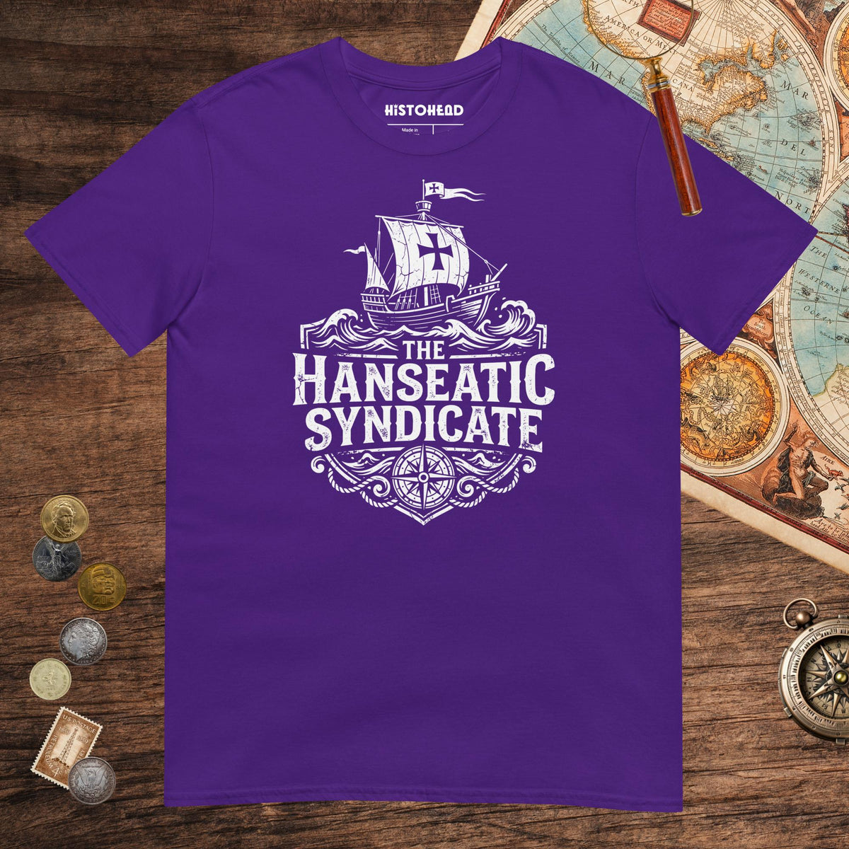Purple The Hanseatic Syndicate Tee - history buff gift by HistoHead