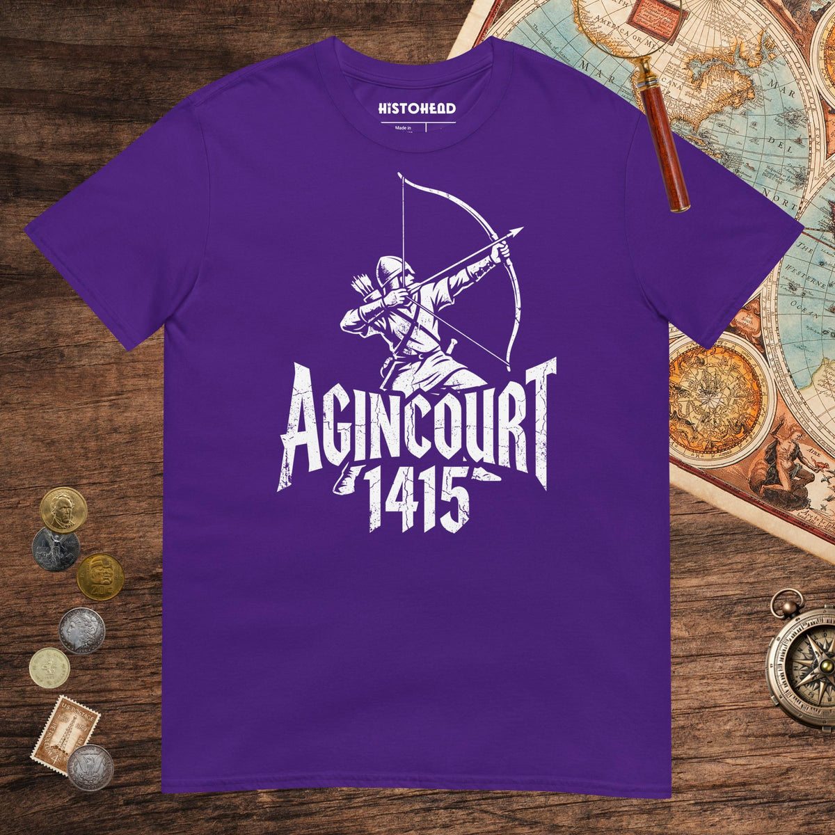 Purple Agincourt 1415 Longbowman Tee - history buff gift by HistoHead
