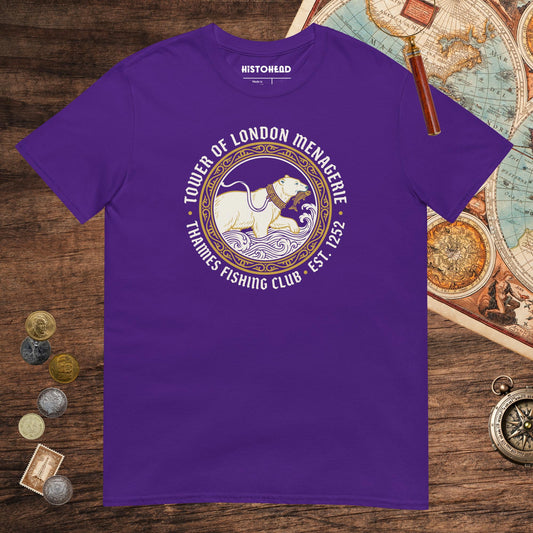 Purple Tower Of London Menagerie Thames Fishing Club Tee - history buff gift by HistoHead