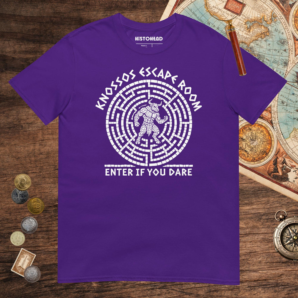 Purple Knossos Escape Room Enter If You Dare Tee - history buff gift by HistoHead