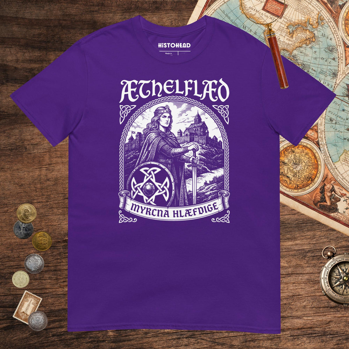Purple Aethelflaed Lady of the Mercians Old English Tee - history buff gift by HistoHead