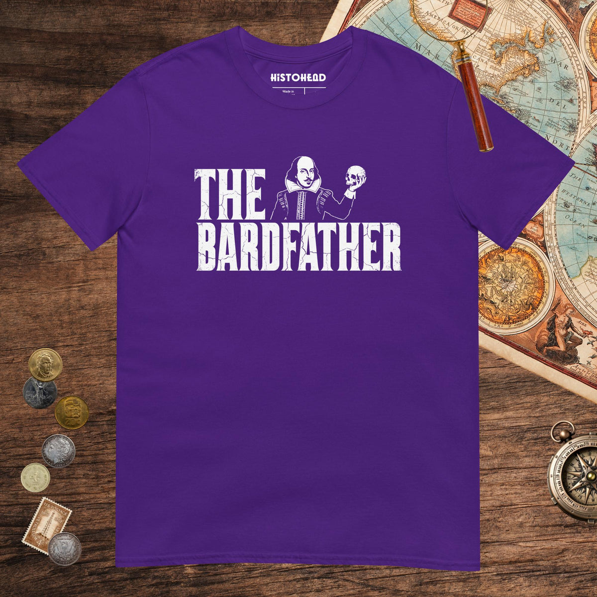 Purple Shakespeare The Bardfather Tee - history buff gift by HistoHead