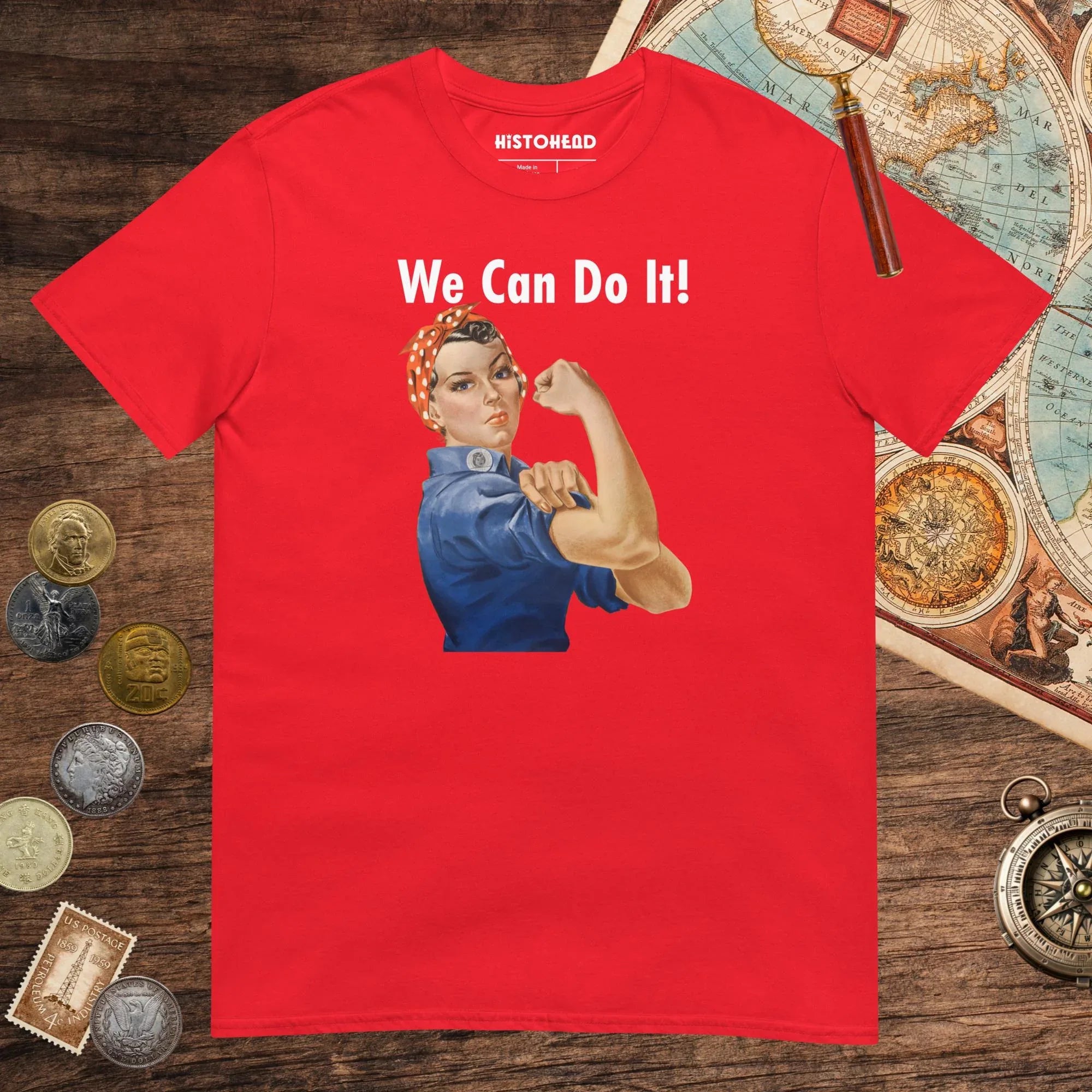 Red Rosie We Can Do It Tee - history buff gift by HistoHead