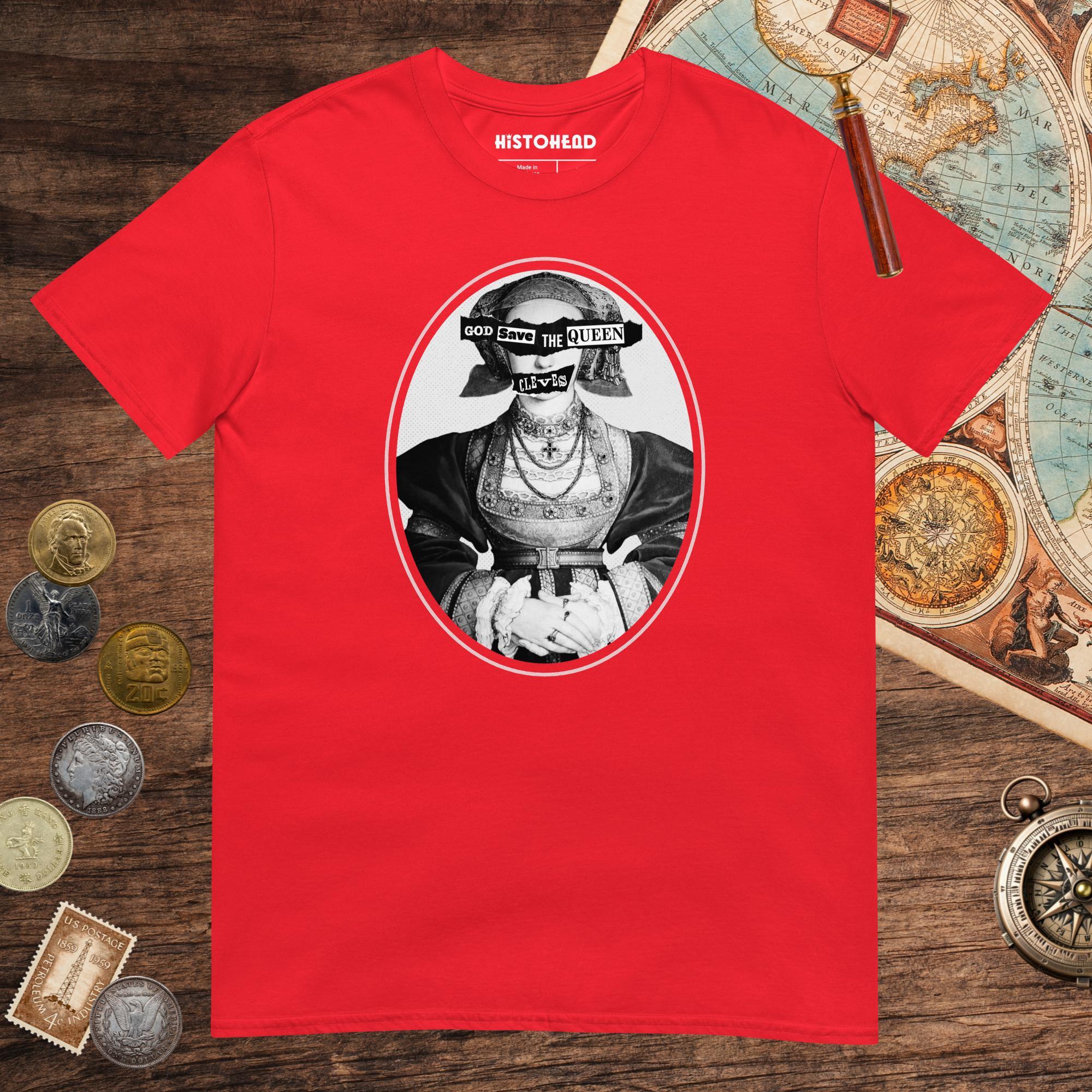 Red God Save the Queen Anne of Cleves Tee - history buff gift by HistoHead