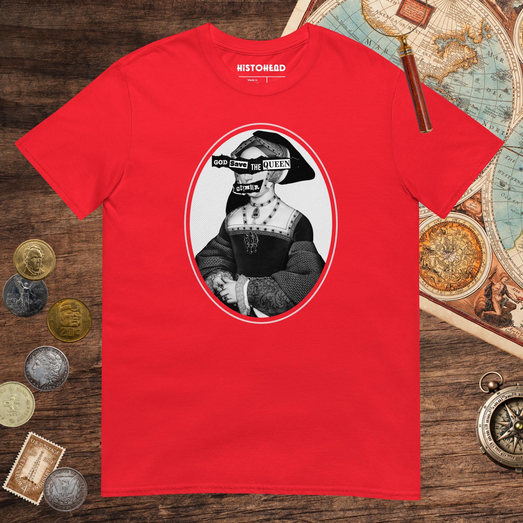 Red God Save the Queen Jane Seymour Tee - history buff gift by HistoHead