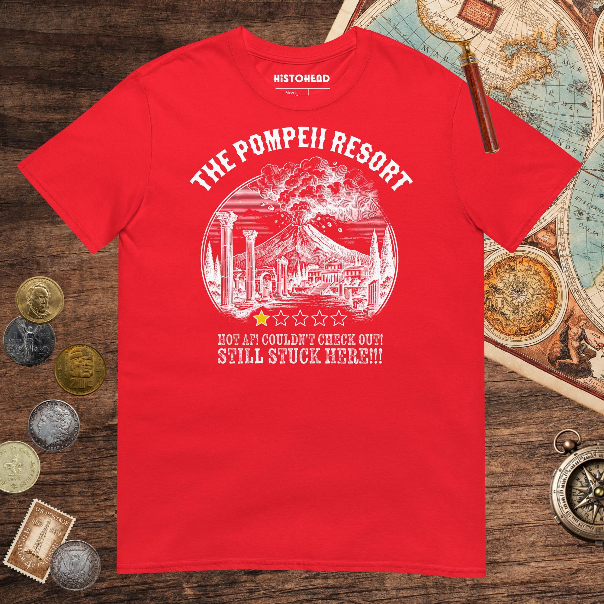 Red The Pompeii Resort Review Tee - history buff gift by HistoHead