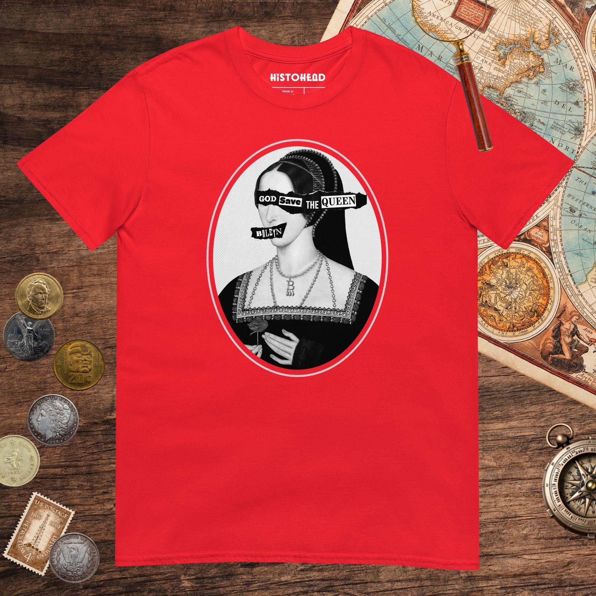 Red God Save the Queen Anne Boleyn Tee - history buff gift by HistoHead