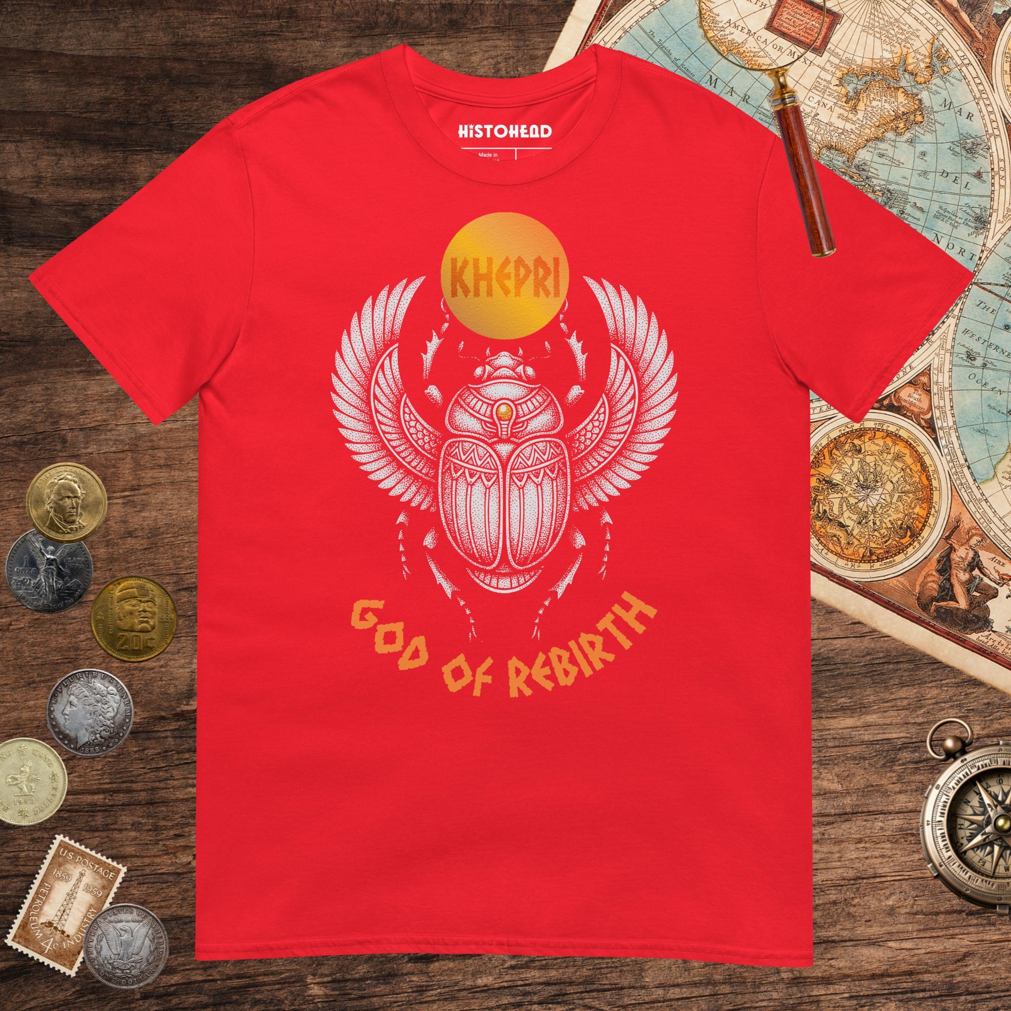 Red Khepri God of Rebirth Tee - history buff gift by HistoHead