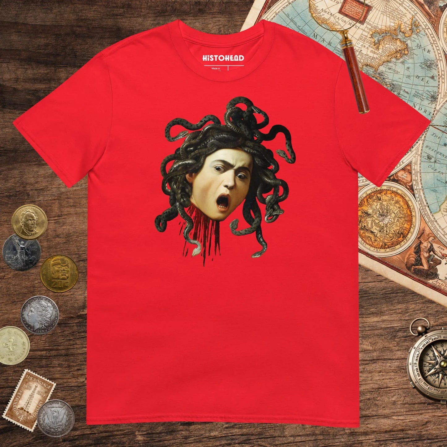 Red Medusa by Caravaggio Tee - history buff gift by HistoHead