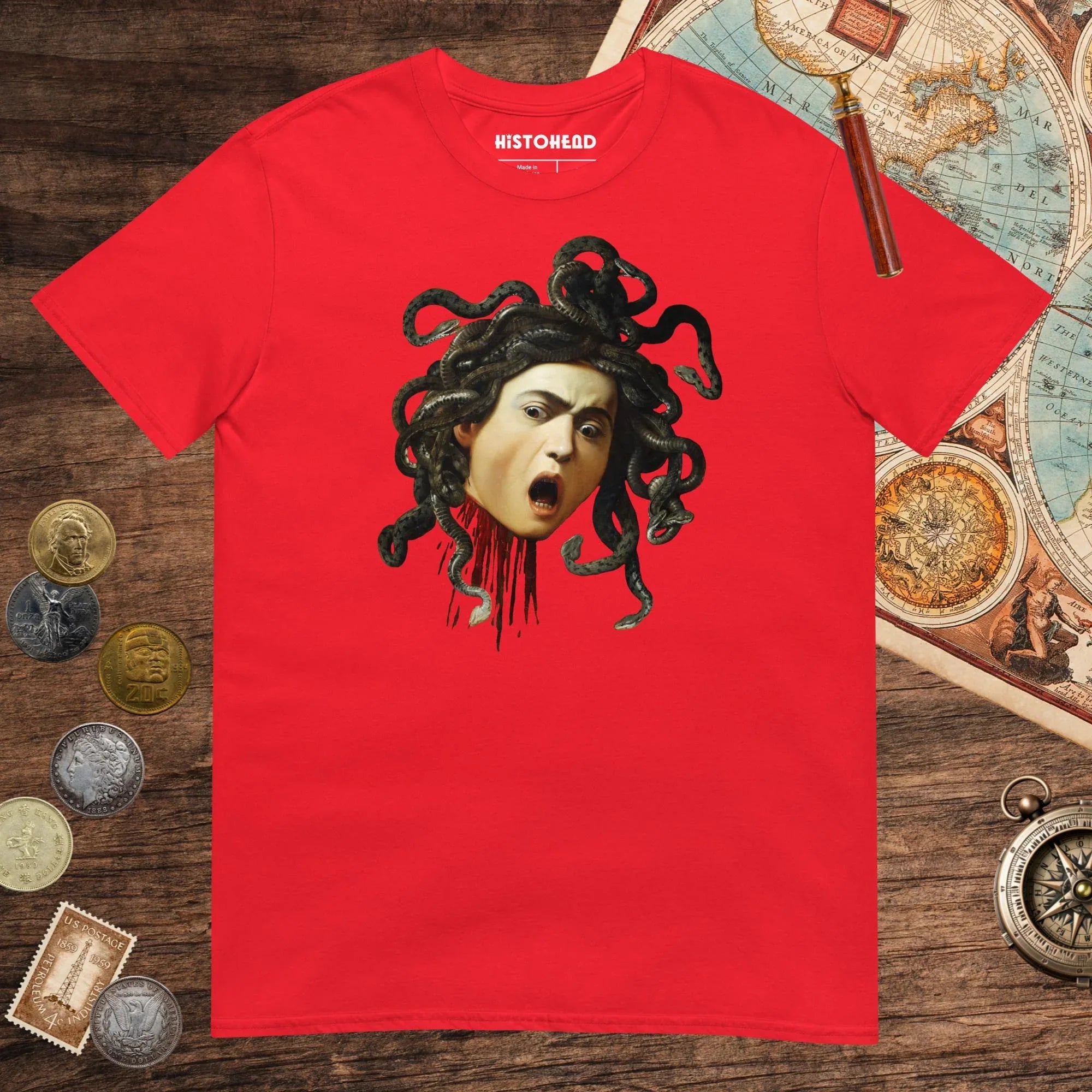 Red Medusa by Caravaggio Tee - history buff gift by HistoHead