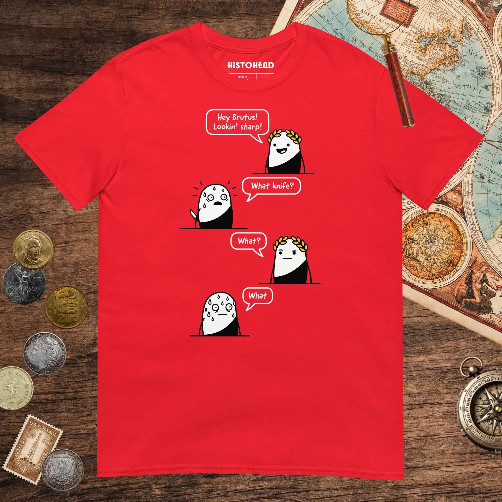 Red Caesar and Brutus Comics Tee - history buff gift by HistoHead