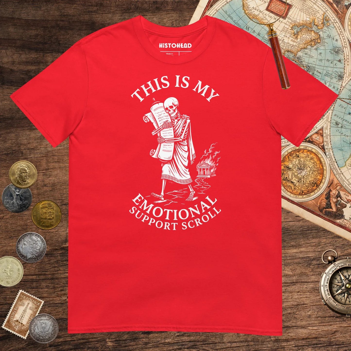 Red Emotional Support Scroll Tee - history buff gift by HistoHead