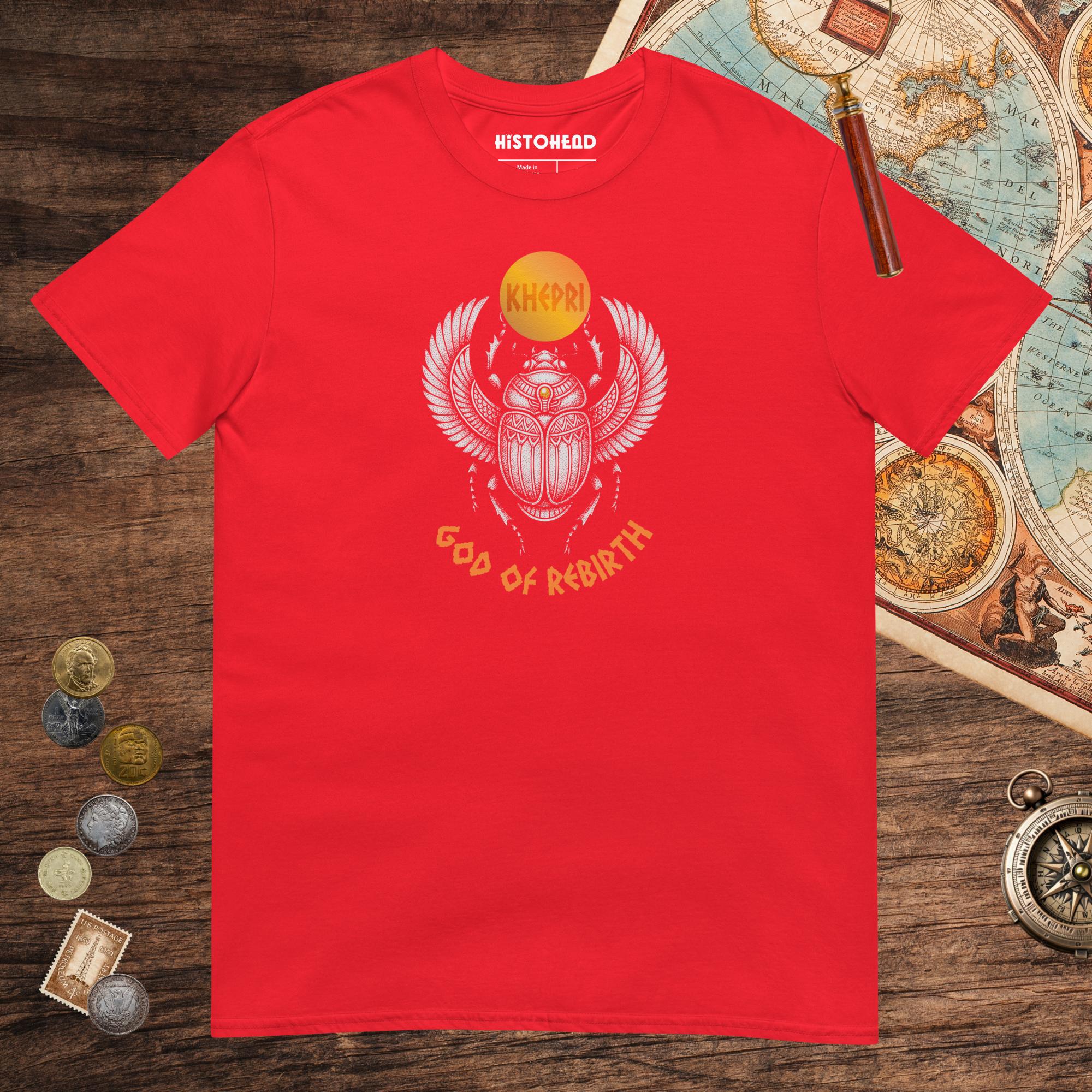 Red Khepri God of Rebirth Tee - history buff gift by HistoHead