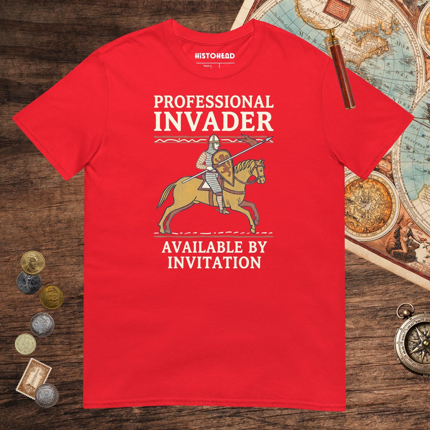 Red Professional Invader Tee - history buff gift by HistoHead