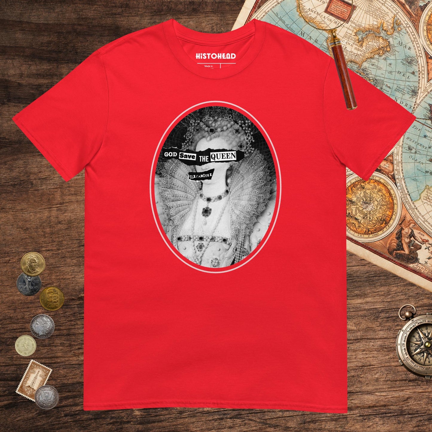 Red God Save the Queen Elizabeth I Tee - history buff gift by HistoHead