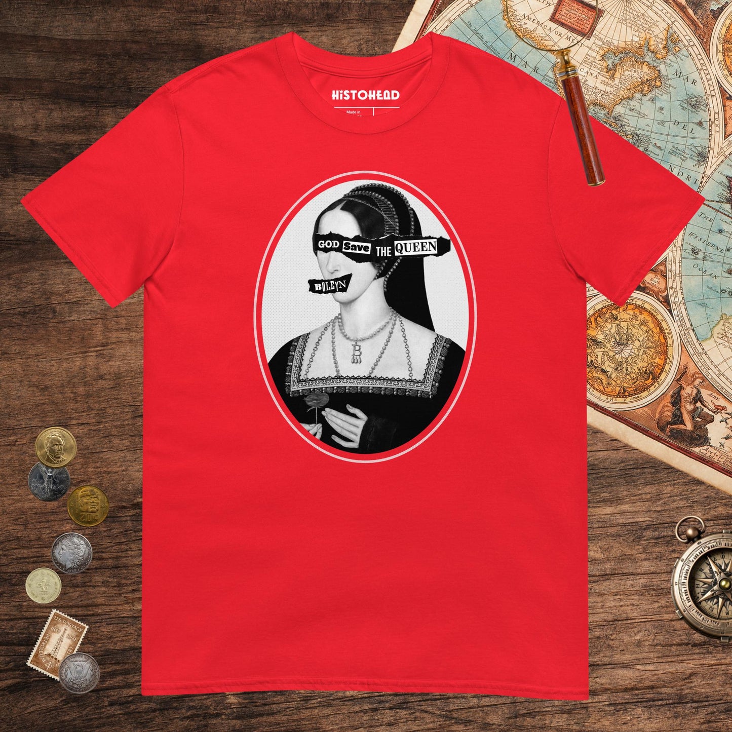 Red God Save the Queen Anne Boleyn Tee - history buff gift by HistoHead