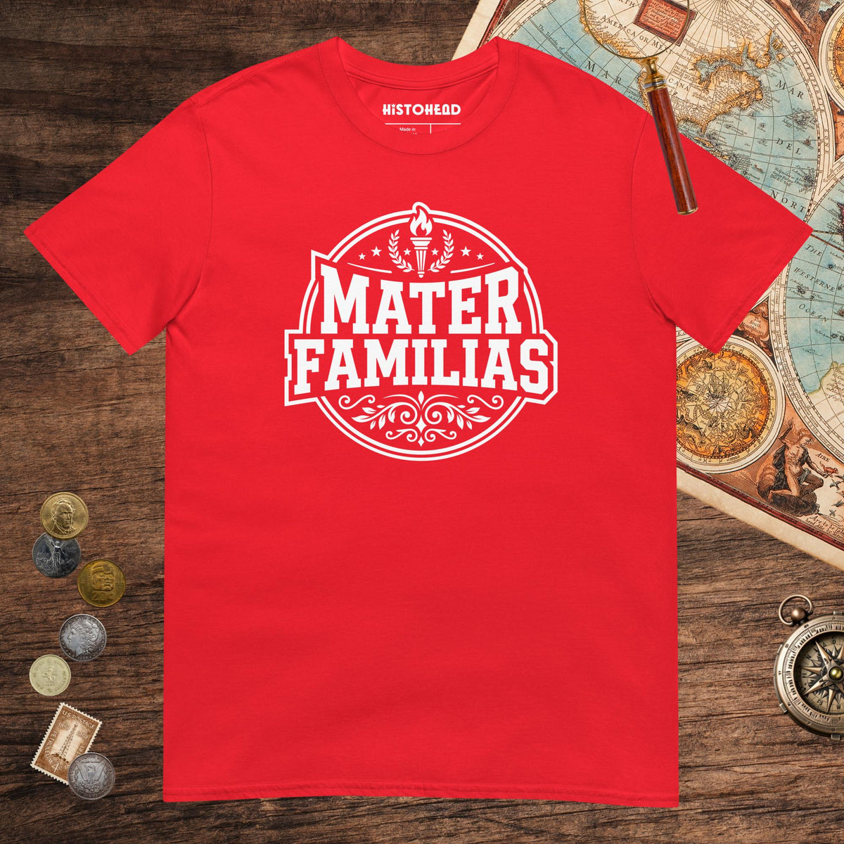 Red Mater Familias Latin Tee - history buff gift by HistoHead