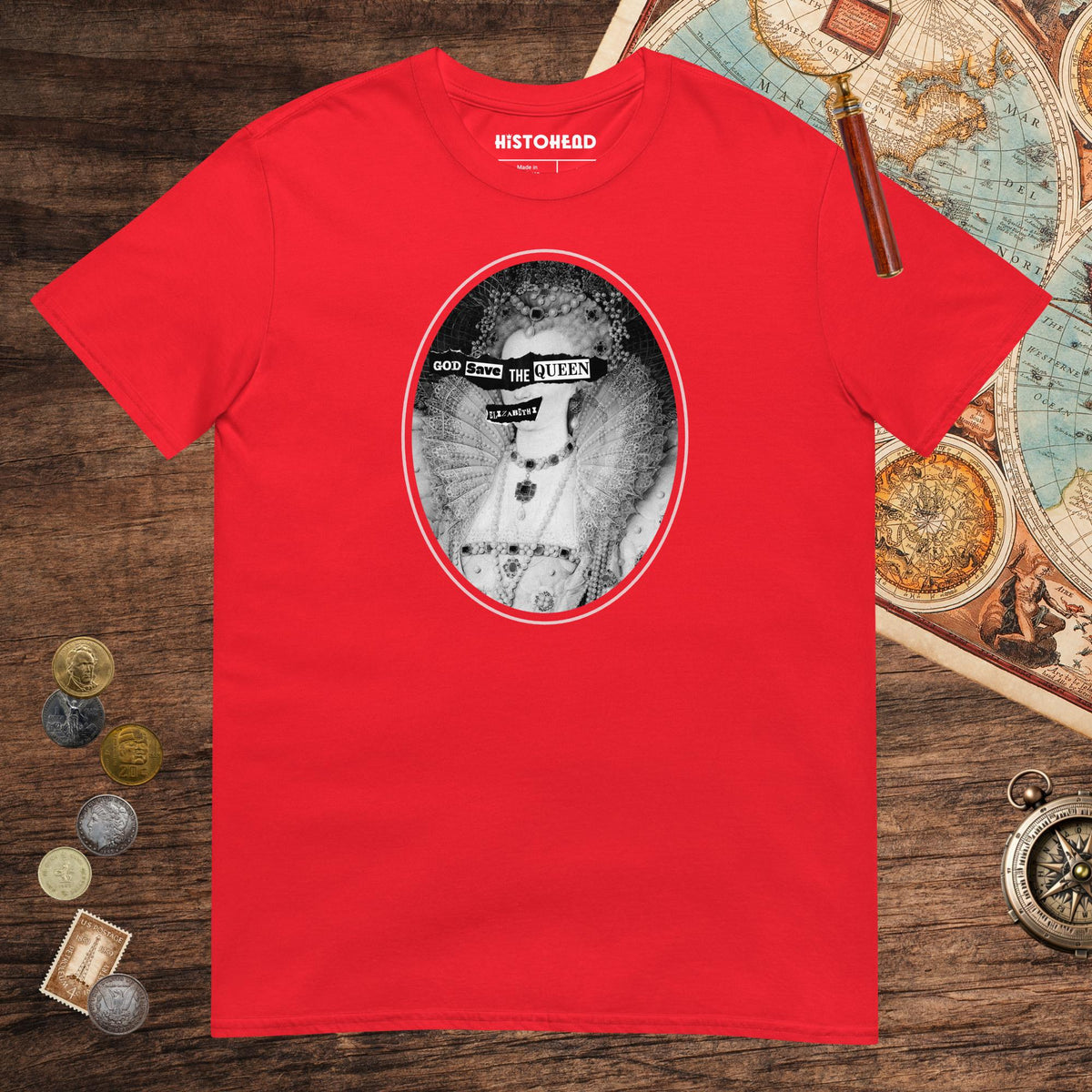 Red God Save the Queen Elizabeth I Tee - history buff gift by HistoHead