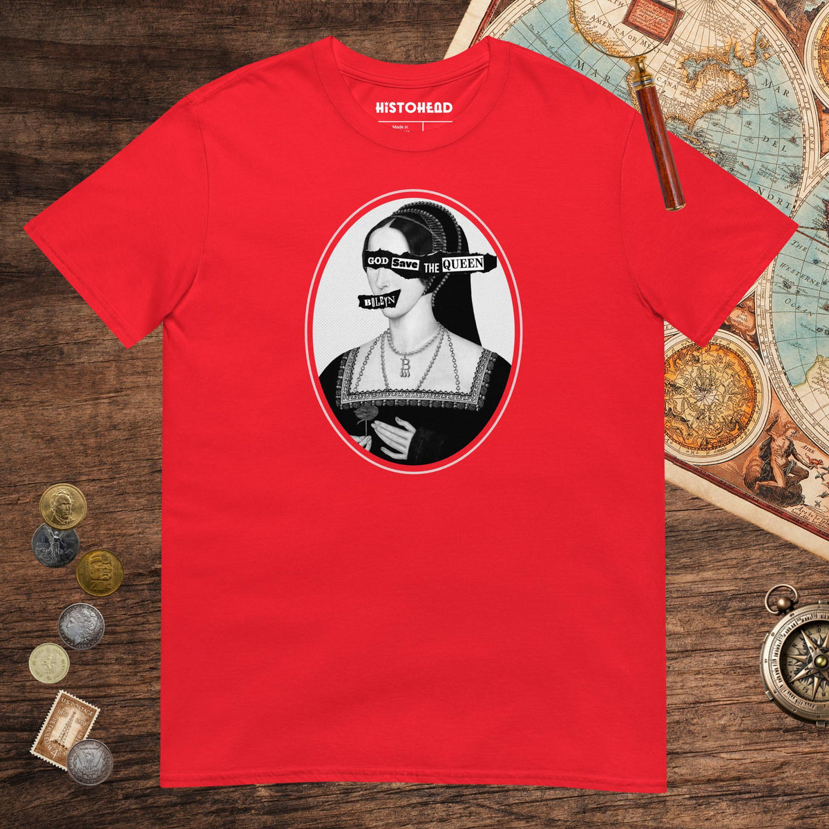 Red God Save the Queen Anne Boleyn Tee - history buff gift by HistoHead