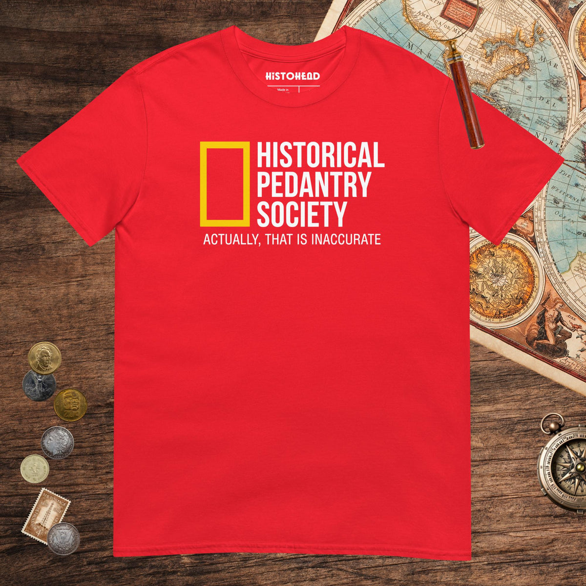 Red Historical Pedantry Society Tee - history buff gift by HistoHead