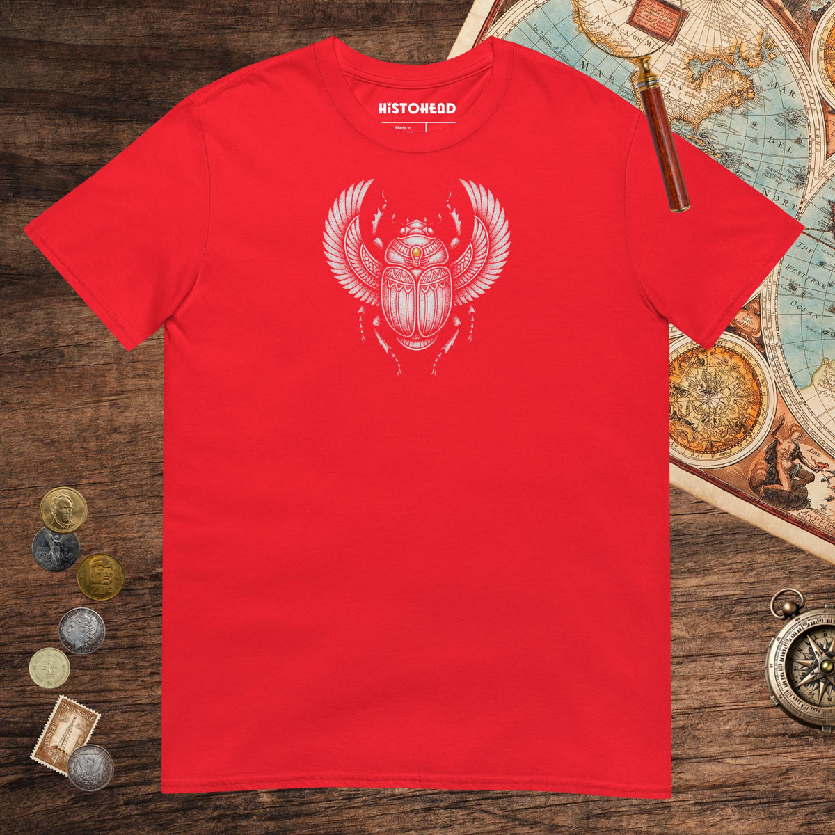 Red Khepri God of Rebirth Tee - history buff gift by HistoHead