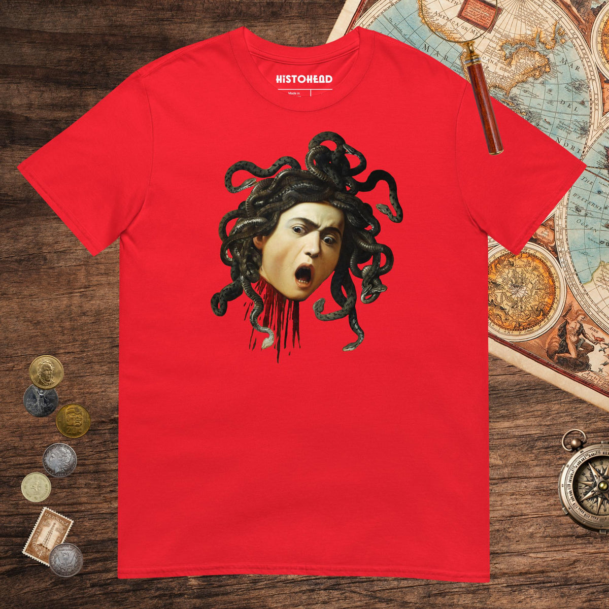 Red Medusa by Caravaggio Tee - history buff gift by HistoHead