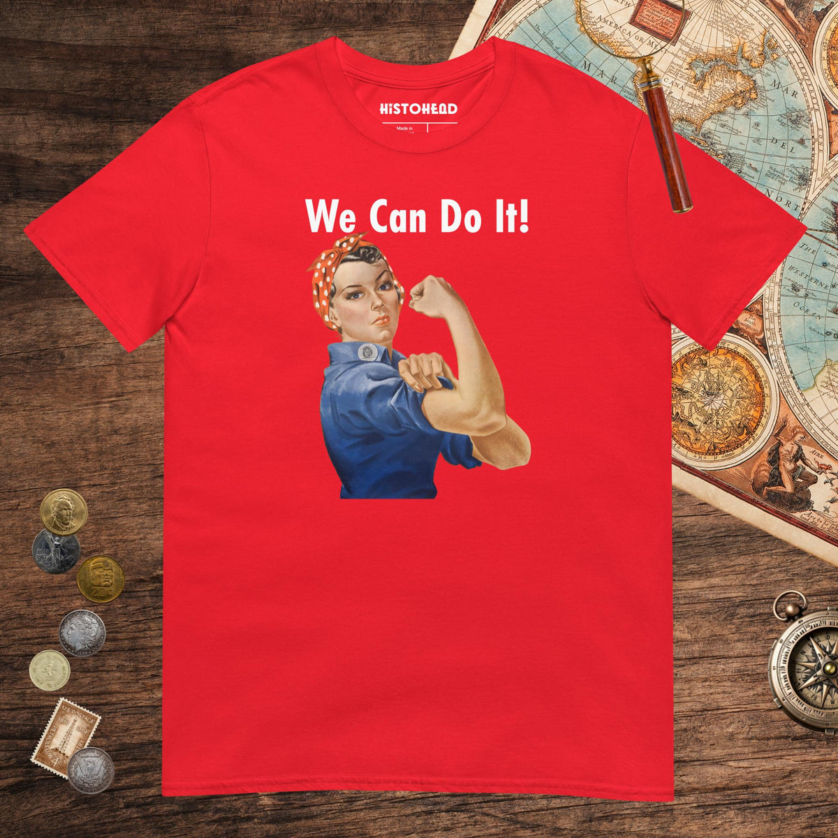 Red Rosie We Can Do It Tee - history buff gift by HistoHead