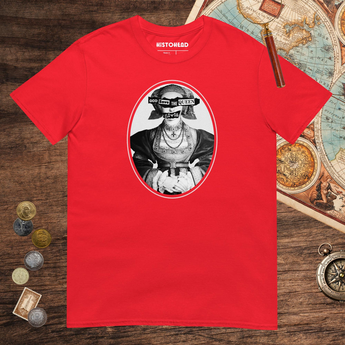 Red God Save the Queen Anne of Cleves Tee - history buff gift by HistoHead