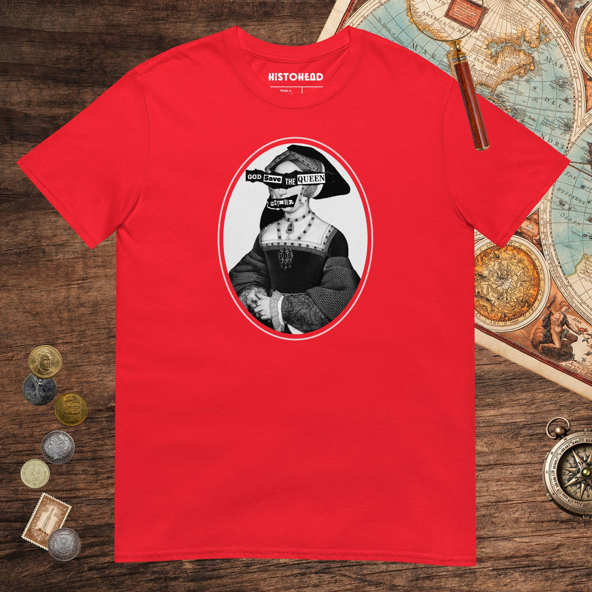 Red God Save the Queen Jane Seymour Tee - history buff gift by HistoHead