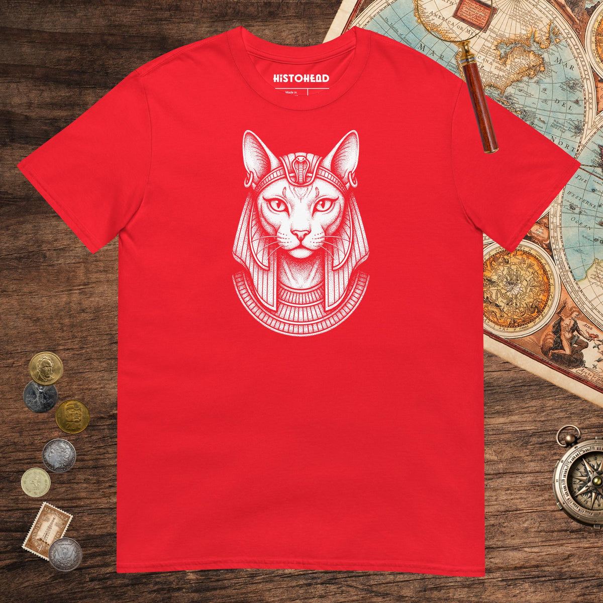 Red Bastet Tee - history buff gift by HistoHead