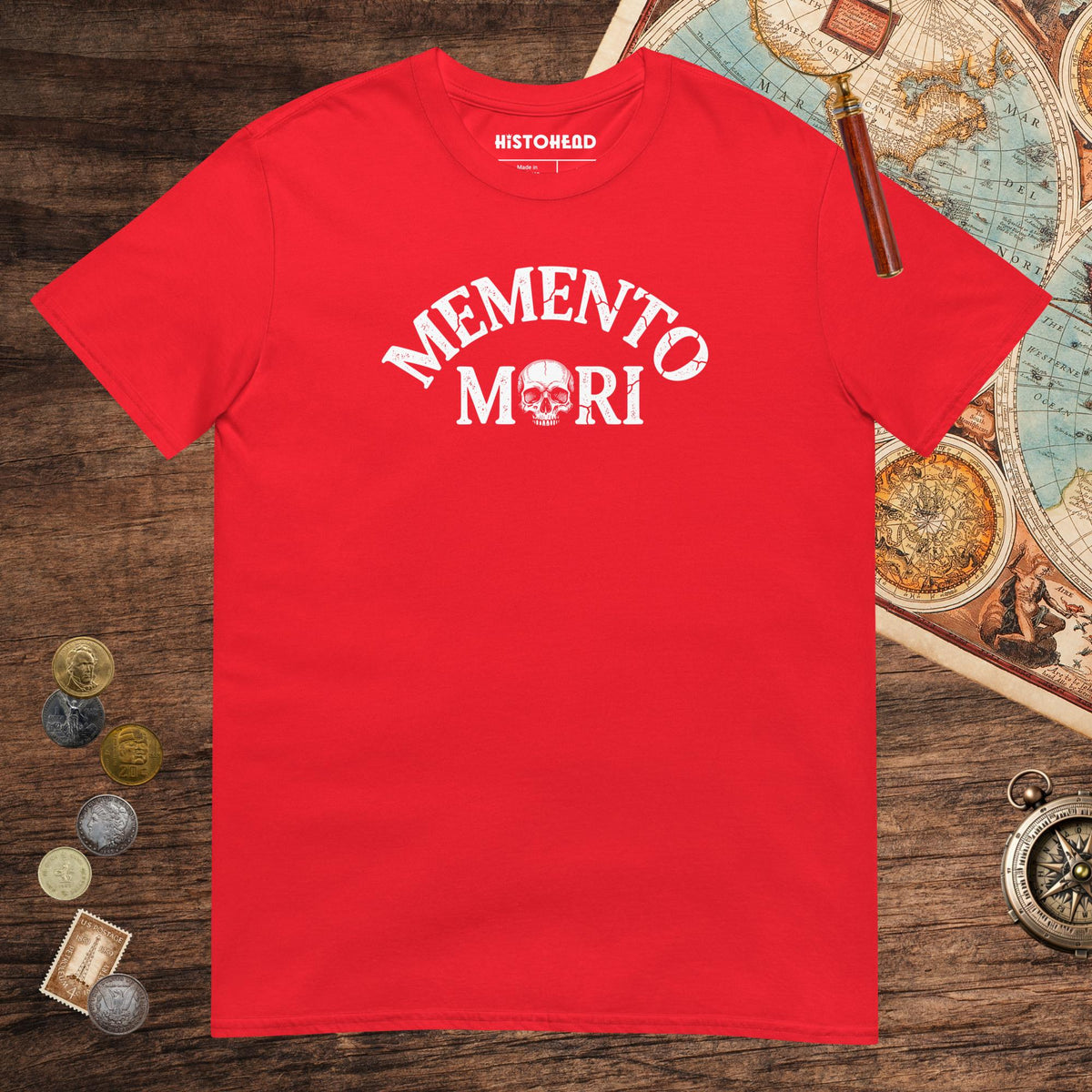 Red Memento Mori Tee - history buff gift by HistoHead