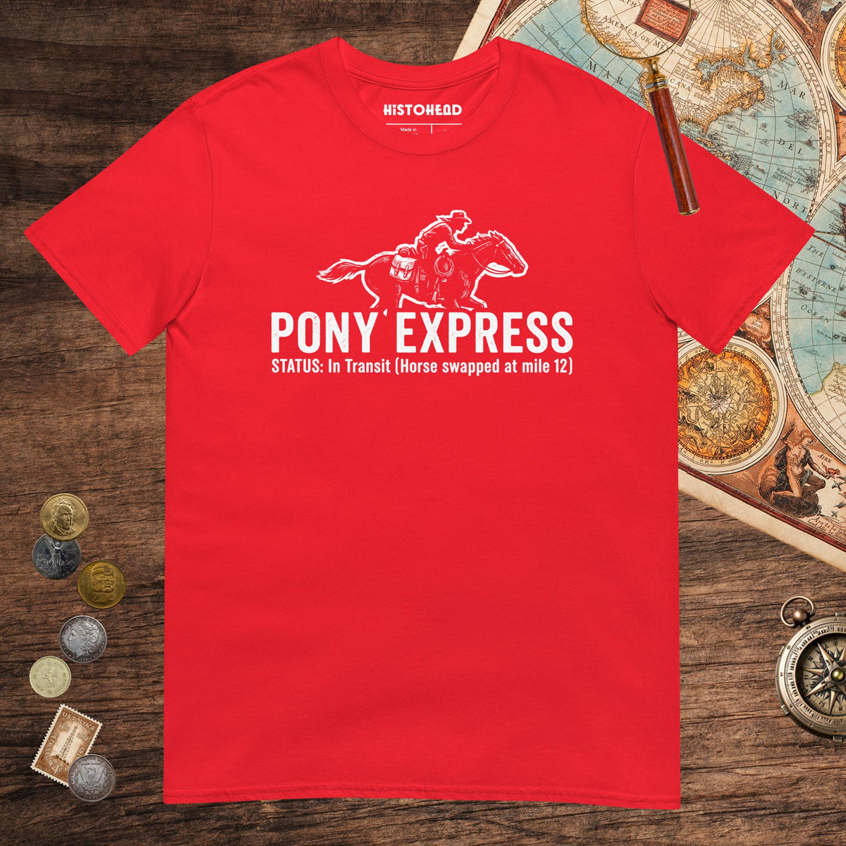 Red Pony Express Tee - history buff gift by HistoHead